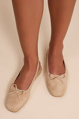 Risa Beige Suede Slingback Flatform Espadrilles