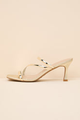 Vian Gold Metallic Strappy High Heel Slide Sandals