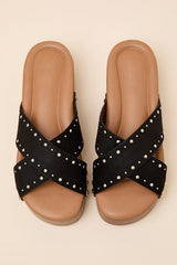 Loma Black Studded Platform Slide Sandals
