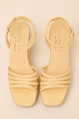 Sunnie Butter Yellow Raffia Wedge Sandals