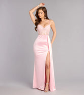 Violet Satin Corset Sash Formal Dress