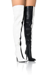 Azalea Wang Neapolitan Black And White Two Toned Boot