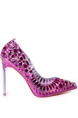 Azalea Wang Bonnie Pvc Embellished Pump In Fuchsia