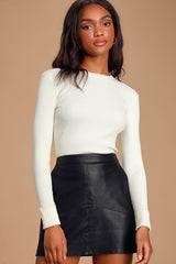 Karlee Ivory Ribbed Knit Long Sleeve Sweater Top