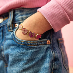 Hearts for Days Kids' Crystal Heart Bracelet - Pink Multi