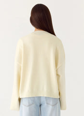 Annie One Button Cardigan - Ivory Cream