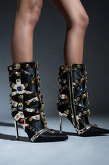 Azalea Wang Martinez Embellished Bootie In Black