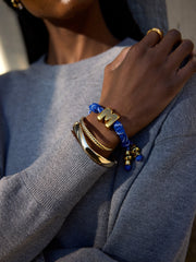 Knotty Initial Custom Bracelet - Cobalt Single Letter