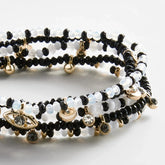 Indya Evil Eye Layered Bracelet Set - Black/White