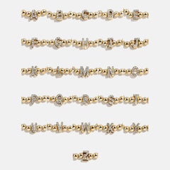 Gold/Pavé Repeating Initial Pisa Bracelet - S