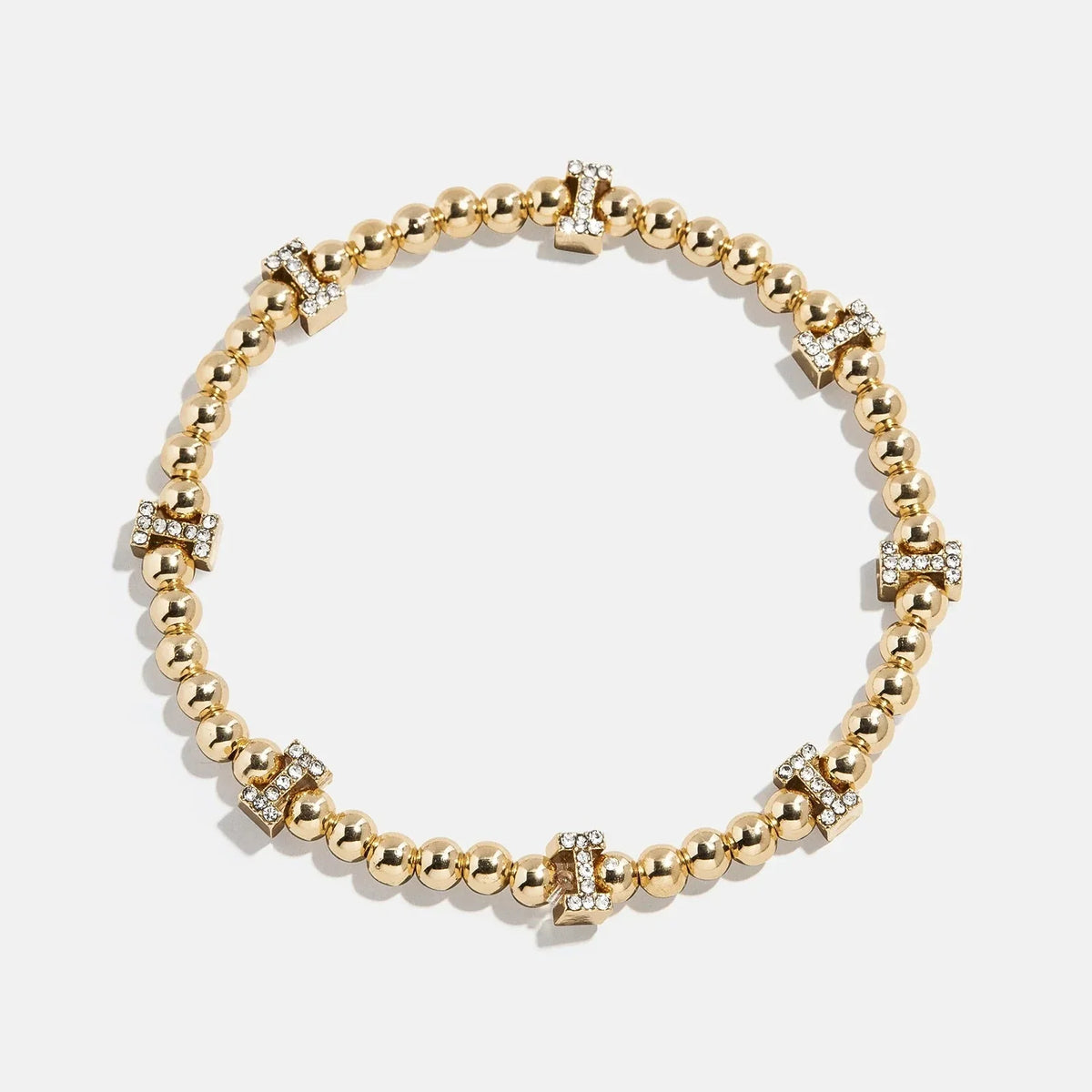 Gold/Pavé Repeating Initial Pisa Bracelet - I