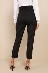 With Confidence Black Paper Bag Waist Pants