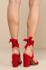 Alta Dark Red Suede Lace-Up Heels