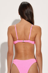 Luxe Paradise Bright Pink Smocked Underwire Bikini Top