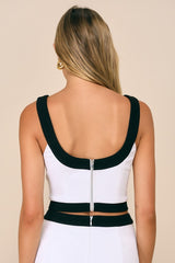 Totally Sensational White Color Block Sleeveless Crop Top