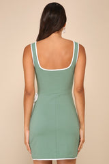 Adorable Decision Sage Green Sleeveless Faux-Wrap Mini Dress
