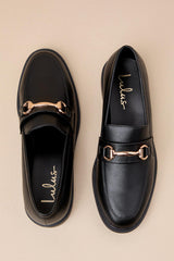 Wrenlie Black Horsebit Loafer Flats