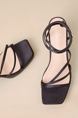 Antonnia Black Satin Strappy High Heel Ankle Wrap Sandals
