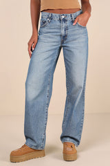 Baggy Dad Medium Wash Mid-Rise Wide-Leg Jeans