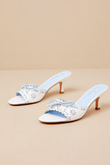 Malinn White and Blue High Heel Sandals