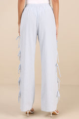 Palila Blue and White Striped Side-Tie Pants