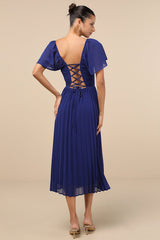 Calia Royal Blue Flutter Sleeve Midi Dress