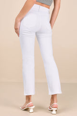 Shy Girl White High-Waisted Cropped Flare Jeans