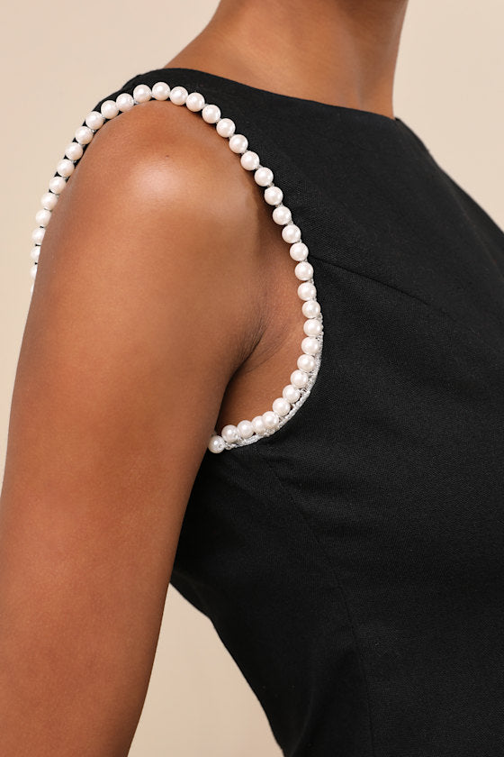 Larina Black Pearl Trim Tank Top