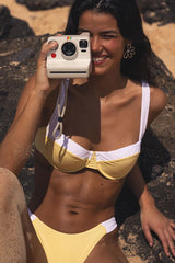 Oceanfront Energy Yellow Color Block Underwire Bikini Top