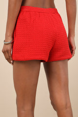 Mariette Red Tailored Knit Shorts