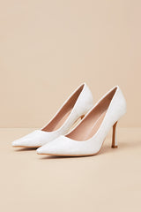 Hellene White Lace Pointed-Toe Pumps