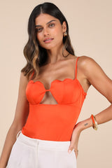 Niley Bright Orange Seashell Bustier Bodysuit