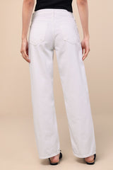 Everyday Coolness White Denim High-Rise Straight-Leg Jeans
