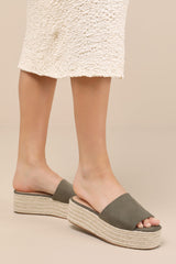 O'Ahu 2 Green Suede Espadrille Platforms