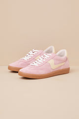 Notice Guava Suede Leather Color Block Lace-Up Sneakers