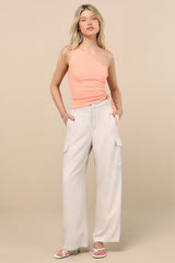Cadelina Heather Beige Linen Cargo Trouser Pants