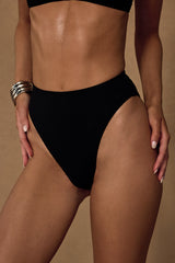 Set for Vacay Black Ribbed High-Waisted Bikini Bottoms
