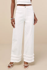 Mckayla White Frayed High-Rise Jeans