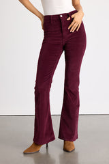 Sunset Burgundy Corduroy High-Rise Flare Jeans