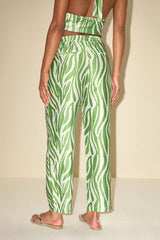 Meris Green and Ivory Zebra Print Mid-Rise Trouser Pants