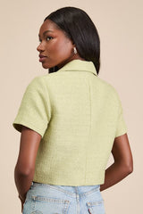 Cassiana Lime Green Double-Breasted Short Sleeve Blazer