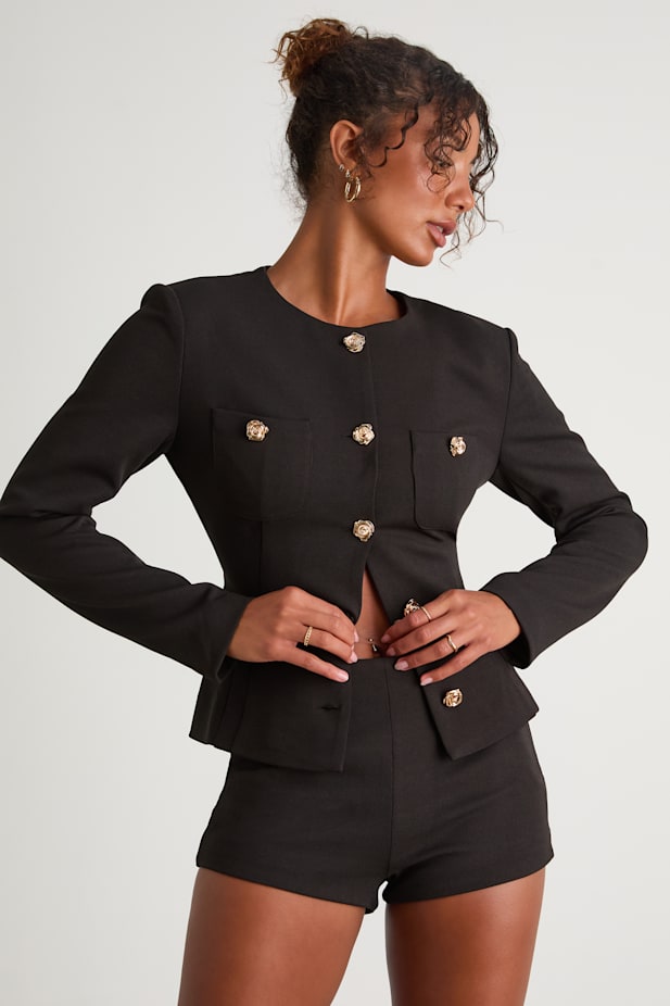 Lynn Black High-Waisted Micro Shorts