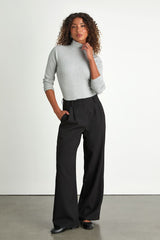 Wilde Heather Grey Ribbed Long Sleeve Mock Neck Bodysuit