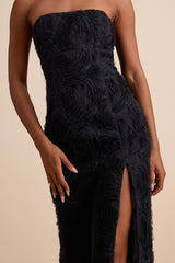 Amalia Black Textured Strapless Maxi Dress