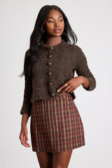 Sursha Brown Plaid Mid-Rise Mini Skirt
