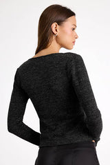 Stelara Black Lurex Long Sleeve Top