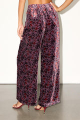 Hara Purple Multi Floral Velvet Wide-Leg Pants
