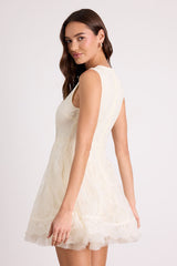Charmaine Cream Lace Sleeveless Skater Mini Dress