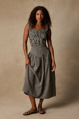 Starling Black Gingham High-Rise Midi Skirt