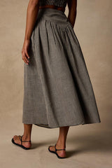 Starling Black Gingham High-Rise Midi Skirt